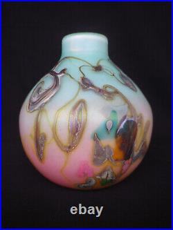 Superbe vase boule en verre soufflé / signé Guyot et Aconito / Biot