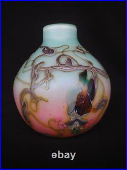 Superbe vase boule en verre soufflé / signé Guyot et Aconito / Biot