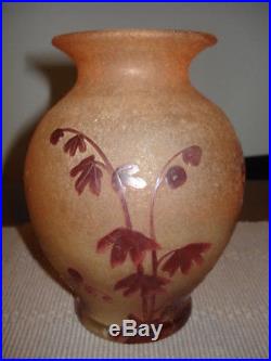 Superbe vase boule signé Legras dégagé à l'acide série Rubis Daum Gallé Lalique