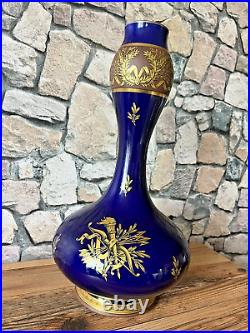 Superbe vase céramique bleu de TOURS époque style NAPOLEON 3 Jaget & Pinon