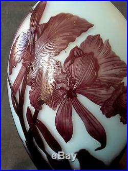 Superbe vase gravé par Andre delatte, parfait, 21 cm, era daum galle muller