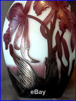 Superbe vase gravé par Andre delatte, parfait, 21 cm, era daum galle muller