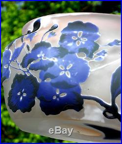 Superbe vase jardinière Gallé aux hortensias, parfait, 18 cm de long, era daum