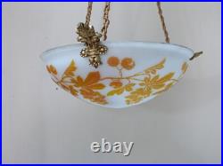 Suspension lustre en pate de verre dégagé à l'acide art nouveau Degué no Gallé Suspension lustre en pate de verre dégagé à l'acide art nouveau Degué no Gallé