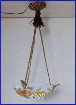 Suspension lustre en pate de verre dégagé à l'acide art nouveau Degué no Gallé Suspension lustre en pate de verre dégagé à l'acide art nouveau Degué no Gallé