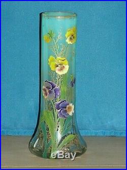 TRES RARE. Vase LEGRAS couleur dégradée CELADON. Vase LAMARTINE aux pensées
