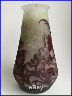 Très Rare Muller Freres vase verre Art Nouveau Deco Jugendstil epoque Daum Gallé