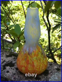 Très beau vase émaillé Art Nouveau signé Legras de la série Printania