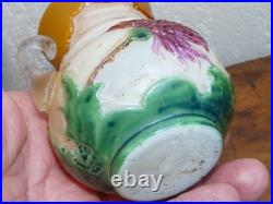 Très rare ancien petit vase en pâte de verre décor de fleurs