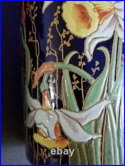 Très rare et magnifique paire de vase émaillés aux Narcisses Legras anciens