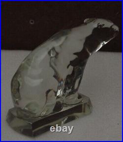 Très rare magnifique ours en verre art deco lalique Daum signé Géza Nikelszky