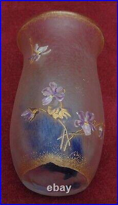 Très rare magnifique vase au violette motif dégagé acide daum legras signé st de