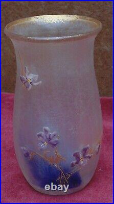 Très rare magnifique vase au violette motif dégagé acide daum legras signé st de