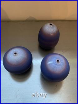 Trio Vases mignatures soliflores grès emaillé Antonio Lampecco