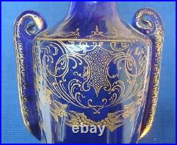 V55 A IDENTIFIER Rare Vase Amphore Bleu Cobalt Emaillé Fleur LEGRAS MONTJOYE Or
