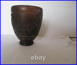 -VASE PATE DE VERRE signé sous Pied G de FEURE DANSEUSES MUSICIENNES ANTIQUES
