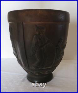 -VASE PATE DE VERRE signé sous Pied G de FEURE DANSEUSES MUSICIENNES ANTIQUES