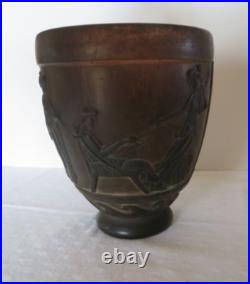 -VASE PATE DE VERRE signé sous Pied G de FEURE DANSEUSES MUSICIENNES ANTIQUES