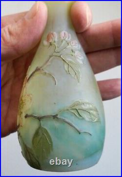 VASE PATE de VERRE Signé LEGRAS Petit Modèle Bleu Vert ANCIEN ART NOUVEAU Glass