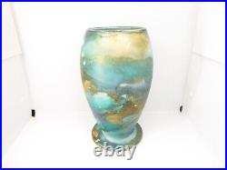 VASE PEINT SYLVIE MONTAGNON VERRERIE D'ART GLASS ART 22 Cm PIECE UNIQUE