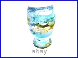 VASE PEINT SYLVIE MONTAGNON VERRERIE D'ART GLASS ART 22 Cm PIECE UNIQUE