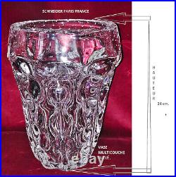 VASE SCHNEIDER. Vase en cristal bullé de la Maison Schneider. Rare modèle