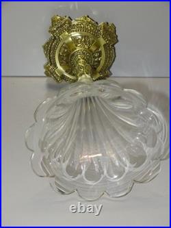 - VASE SOLIFLORE CORNET CENTRE DE TABLE CRISTAL A COTES MONTURE BRONZE déco D