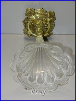 - VASE SOLIFLORE CORNET CENTRE DE TABLE CRISTAL A COTES MONTURE BRONZE déco D