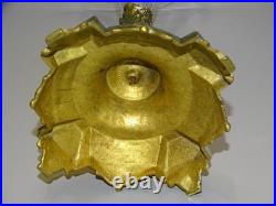 - VASE SOLIFLORE CORNET CENTRE DE TABLE CRISTAL A COTES MONTURE BRONZE déco D