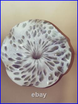VERRERIE LA ROCHERE MAGNIFIQUE VASE EN VERRE SOLIFLORE SIGNÉ TBE 27 Cm