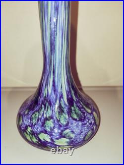 VERRERIE LA ROCHERE MAGNIFIQUE VASE EN VERRE SOLIFLORE SIGNÉ TBE 27 Cm