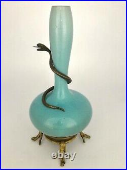 Vase 1900 Ceramique Decor Serpent Pied Griffe Vegetation Art Nouveau C2536