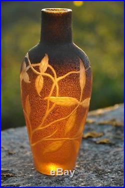 Vase Ancien Art Nouveau Pate De Verre Irise Iridiscent Glass