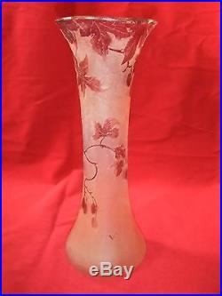 Vase Ancien Art Nouveau Signe Legras 35 CM Modèle Rubis Grave A L' Acide