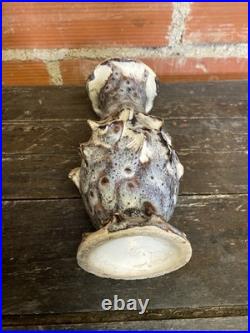 Vase Ancien Marius GIUGE Fat Lava Céramique Écumes Gris & Blanc Vintage #D384