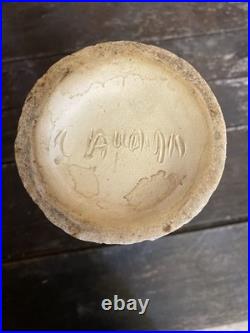 Vase Ancien Marius GIUGE Fat Lava Céramique Écumes Gris & Blanc Vintage #D384