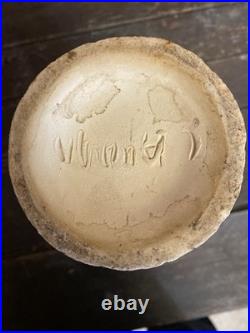 Vase Ancien Marius GIUGE Fat Lava Céramique Écumes Gris & Blanc Vintage #D384