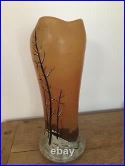 Vase Ancien Théodore LEGRAS. Paysage De Neige Hauteur 27.5 Cm. Super État