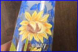 Vase Ancien en Verre Legras Pantin Émaillé Opaline Tournesols Art Nouveau