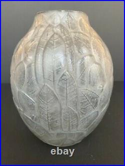 Vase André Hunebelle Art nouveau aux feuilles mortes patine grise
