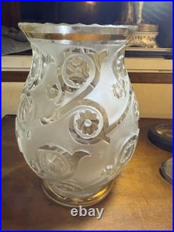 Vase Art Deco En Verre Attribué À Pierre Davesn Pour Daum
