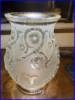 Vase Art Deco En Verre Attribué À Pierre Davesn Pour Daum
