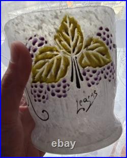 Vase Art Déco LEGRAS en verre givré Décor de Vigne & Raisins émaillés, c. 1930