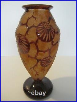 Vase Art Deco Le Verre Francais Schneider Modele Aux Epinettes/old Glass Vase