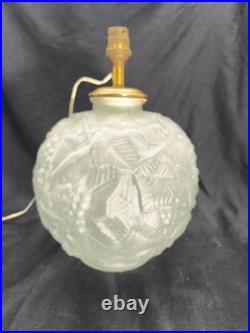 Vase Art Déco Monté En Lampe En Verre Pressé Dépolie Signé Espaivet