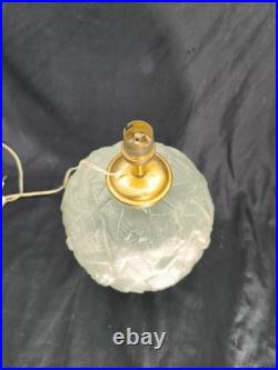 Vase Art Déco Monté En Lampe En Verre Pressé Dépolie Signé Espaivet