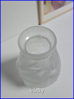 Vase Art Deco Verre Moule Presse Etaleune 1930 Ancien Modèle Chtaignier