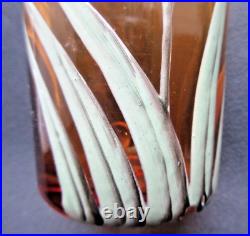 Vase Art Nouveau ou grand verre ambre émaillé Legras Iris bleu Vase Art Nouveau ou grand verre ambre émaillé Legras Iris bleu