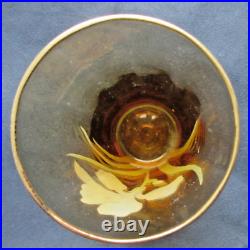 Vase Art Nouveau ou grand verre ambre émaillé Legras Iris bleu Vase Art Nouveau ou grand verre ambre émaillé Legras Iris bleu