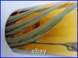 Vase Art Nouveau ou grand verre ambre émaillé Legras Iris bleu Vase Art Nouveau ou grand verre ambre émaillé Legras Iris bleu